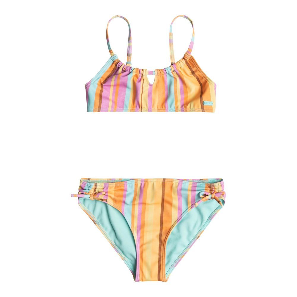 Roxy Girls' Jungle Bralette Set Swimsuit, Opera Mauve Mirage Stripe Swim 7